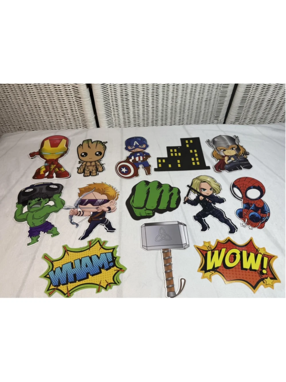 Marvel Avengers Double Side Cardboard Party Cutouts Decor Lot Hulk Thor Iron Man